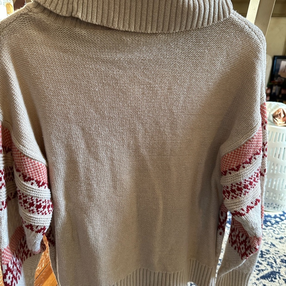 FRYE AND CO. Turtleneck Sweater - Cream, Red, Pink - Picture 3 of 6